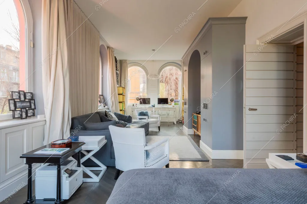 Camera da letto della villa Espero, location in stile contemporaneo a Roma
