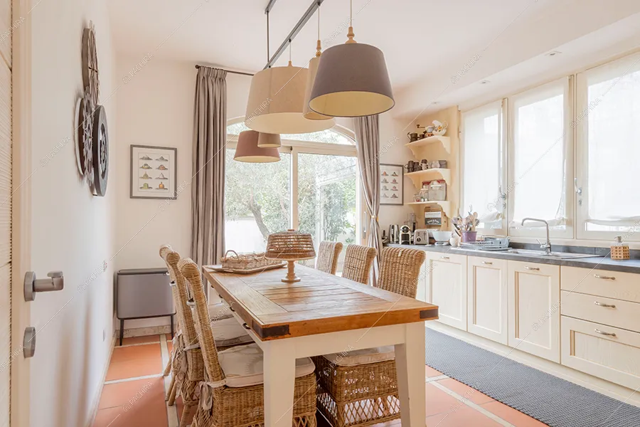 Cucina della villa Mississipi, location in stile rustico a Monza