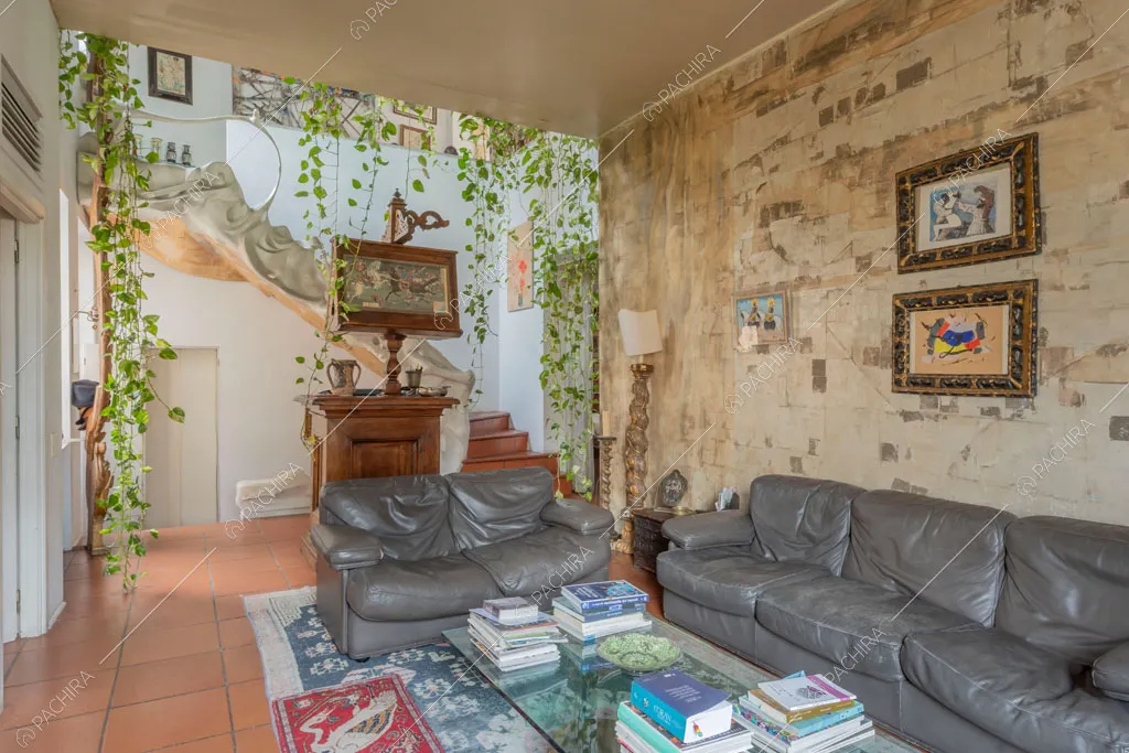 Salotto dell'appartamento Pancrazio, location in stile contemporaneo a Roma