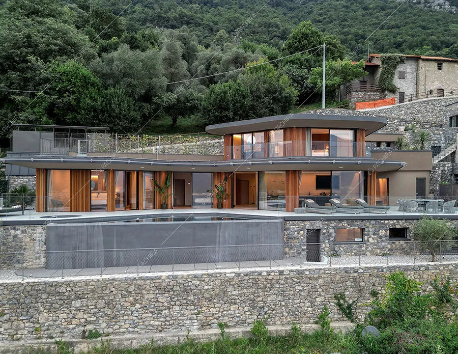 Esterni della villa Agapanto, location in stile contemporaneo a Como