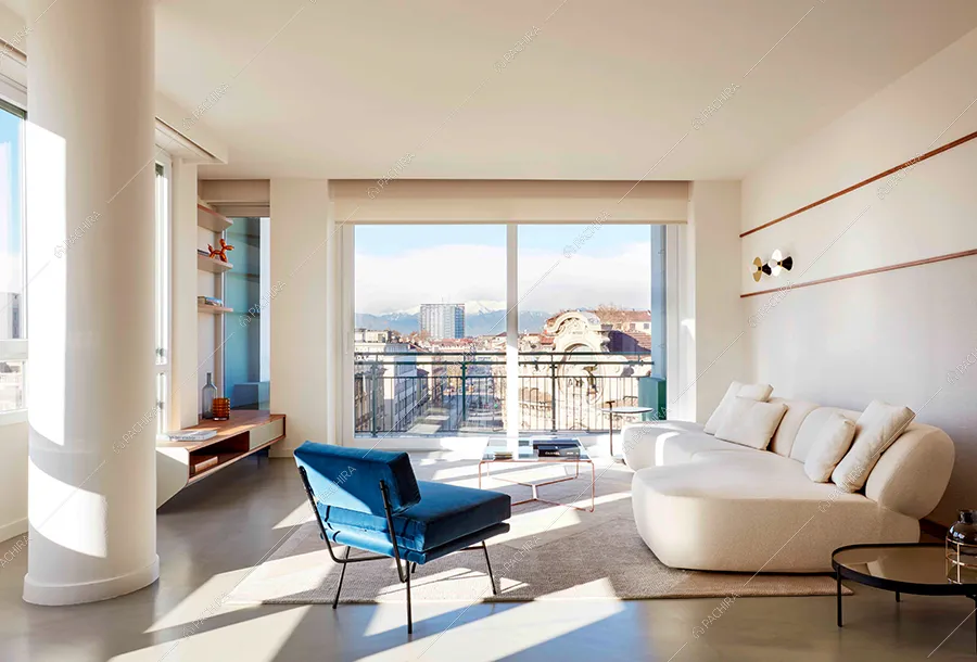 Salotto dell'appartamento Olivina, location in stile moderno a Torino