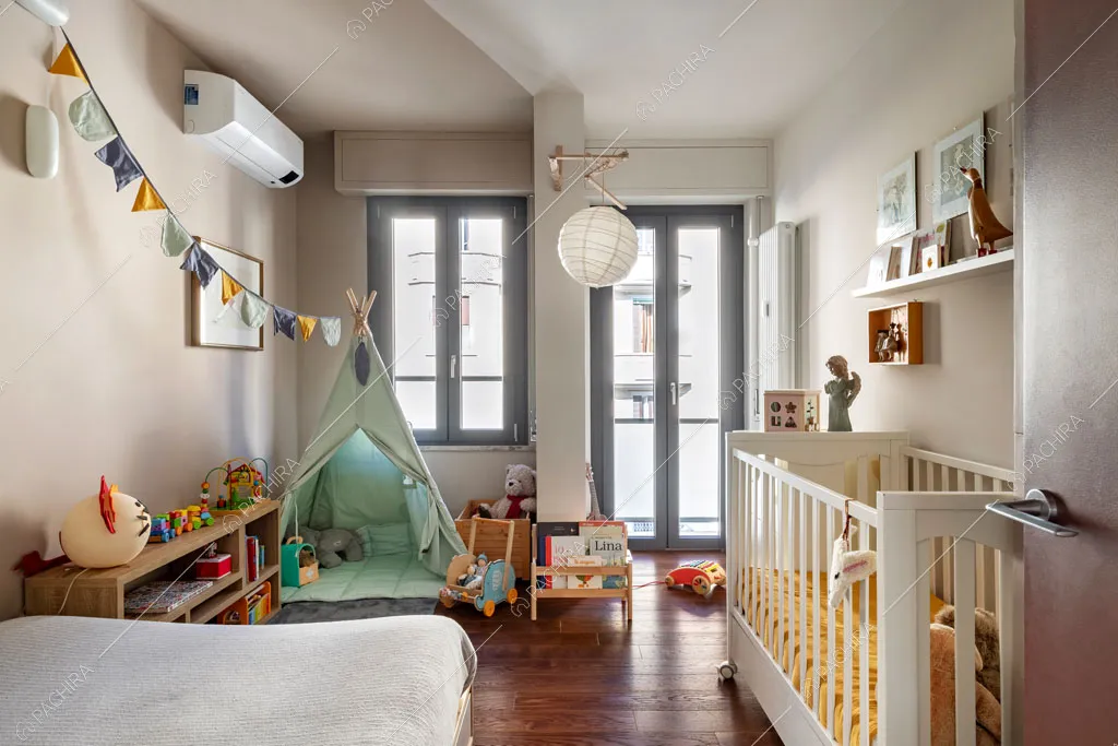 Camera da letto dei bambini della location Castagno, appartamento in stile contemporaneo a Milano