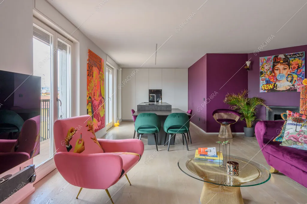 Zona living dell'appartamento Quiabo, location in stile contemporaneo a Milano