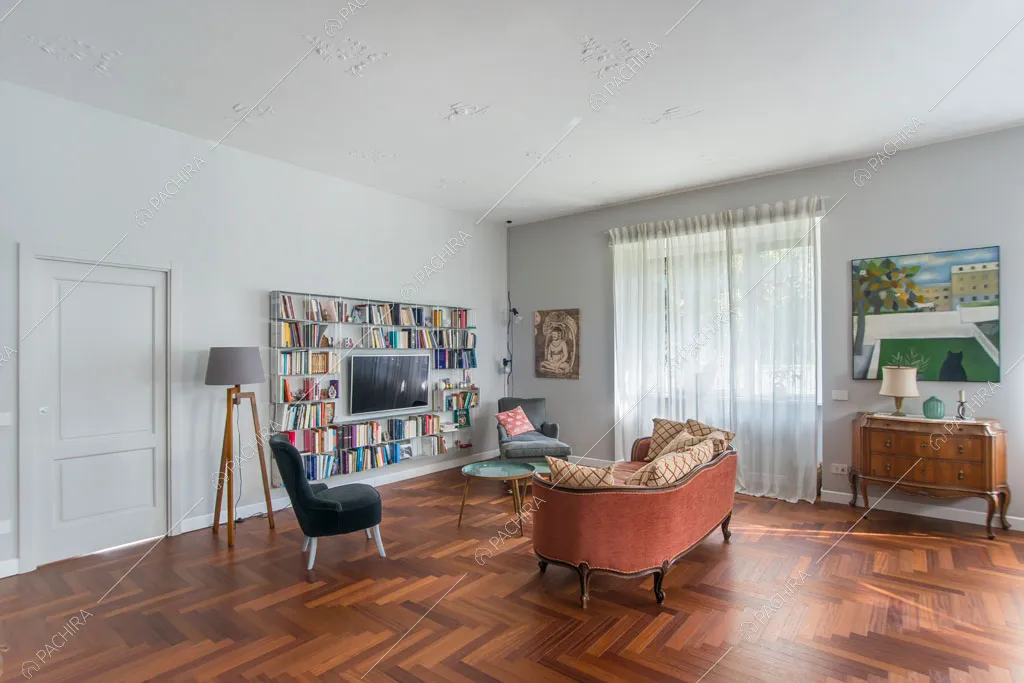 Salotto dell'appartamento Grifola, location in stile contemporaneo a Roma
