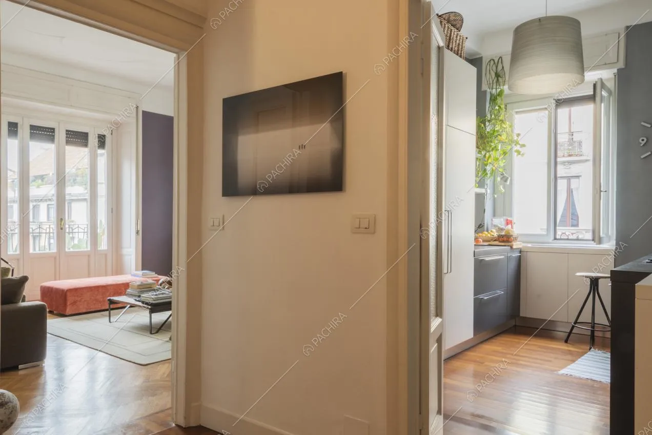 Vista su sala e cucina in stile contemporaneo