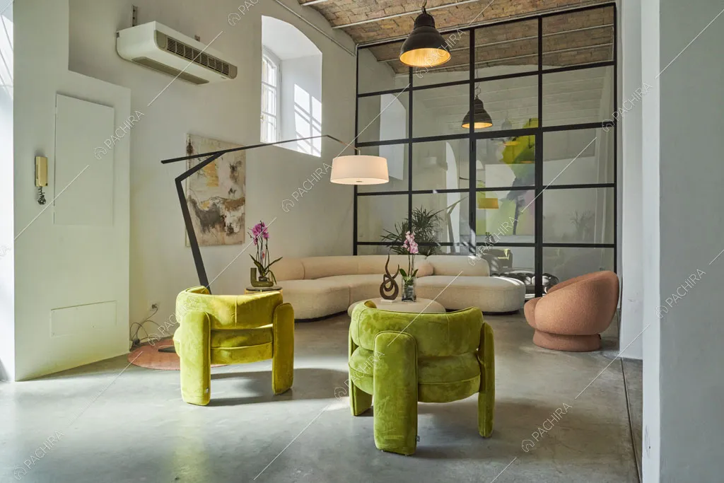 Sala del loft Manaslu, location in stile minimal a Roma