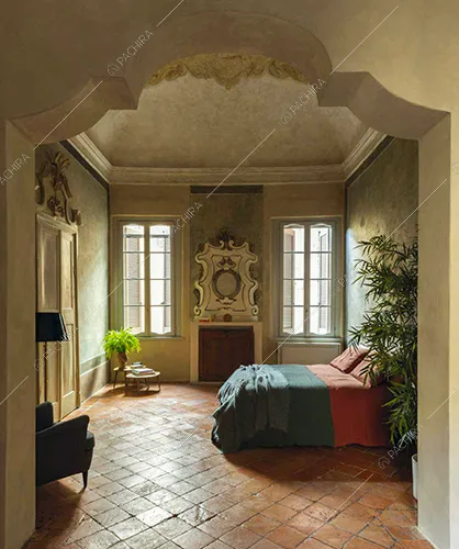Camera da letto dell'appartamento Cajà, location in stile moderno a Mantova