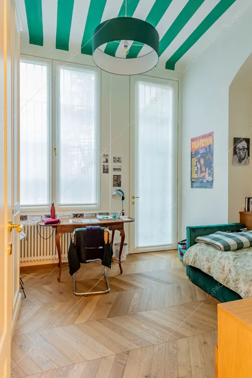 Camera da letto dell'appartamento Don, location in stile contemporaneo a Milano