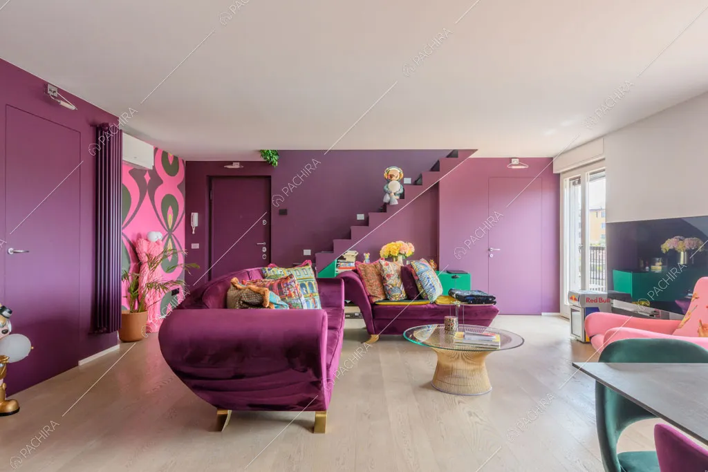 Zona living dell'appartamento Quiabo, location in stile contemporaneo a Milano