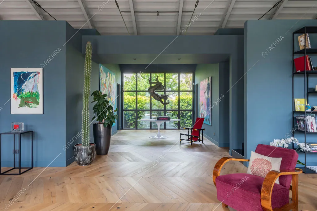 Zona living del loft Danubio, location in stile contemporaneo a Brescia