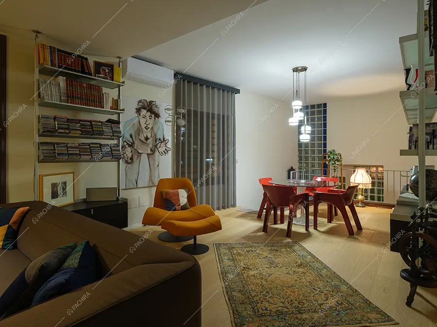 Zona living della villa Pece, location in stile moderno a Caserta