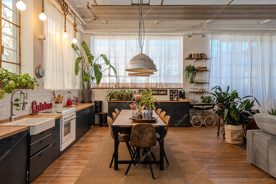 Cucina a parete del loft Alunite, location in stile vintage a Milano