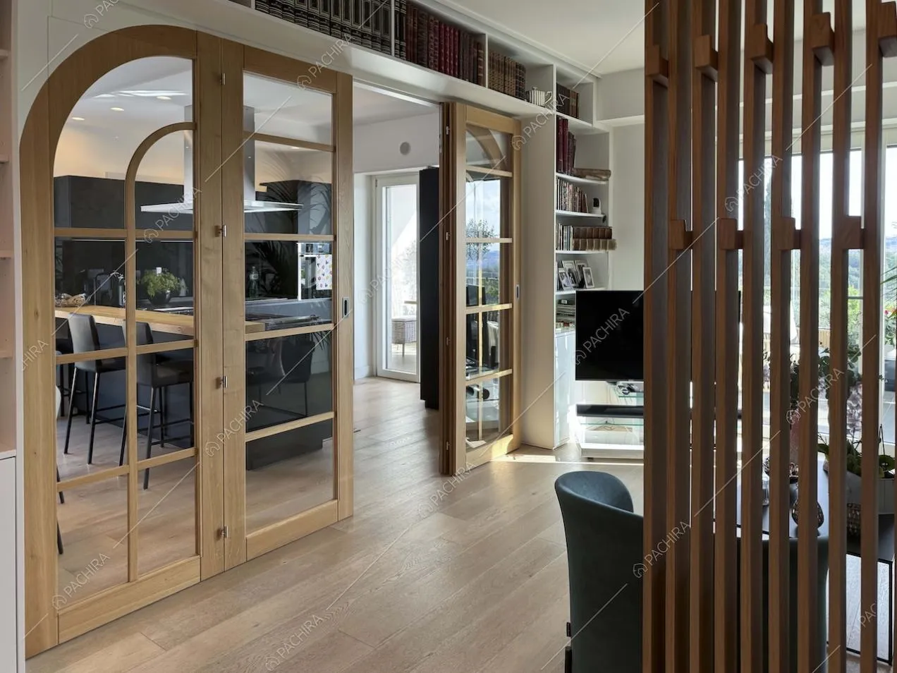 Zona living dell'appartamento Gesso, location in stile contemporaneo a Roma