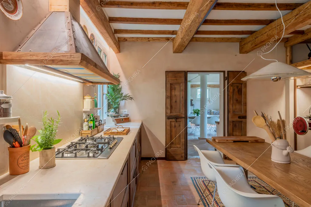 Cucina della villa Missouri, location in stile rustico a Mantova
