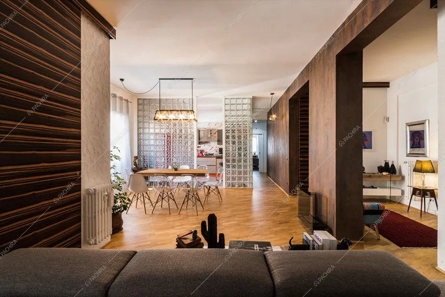 Zona living dell'appartamento Araguaia, location in stile moderno a Roma