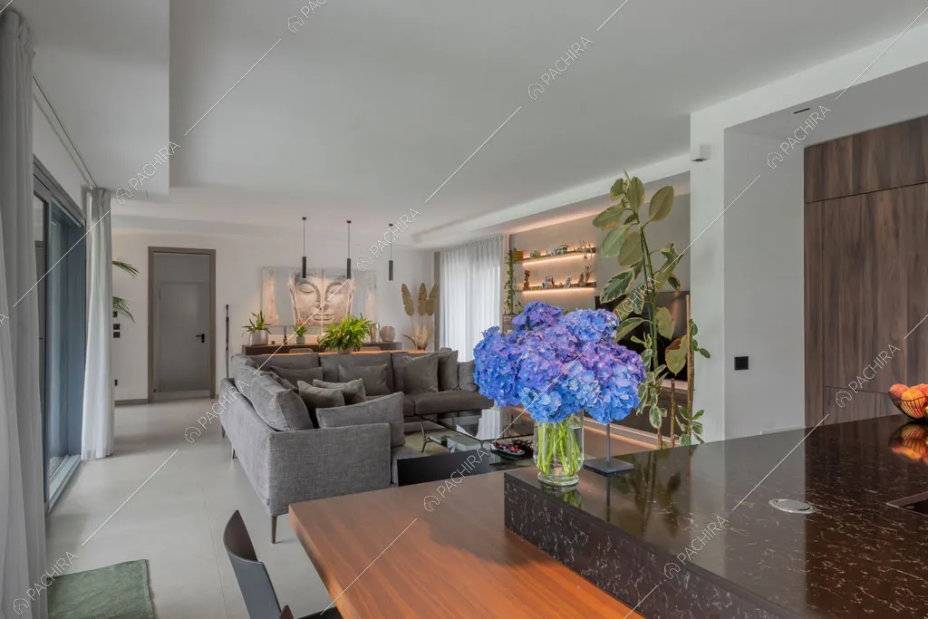 Cucina a vista della villa Diosma, location in stile moderno a Milano