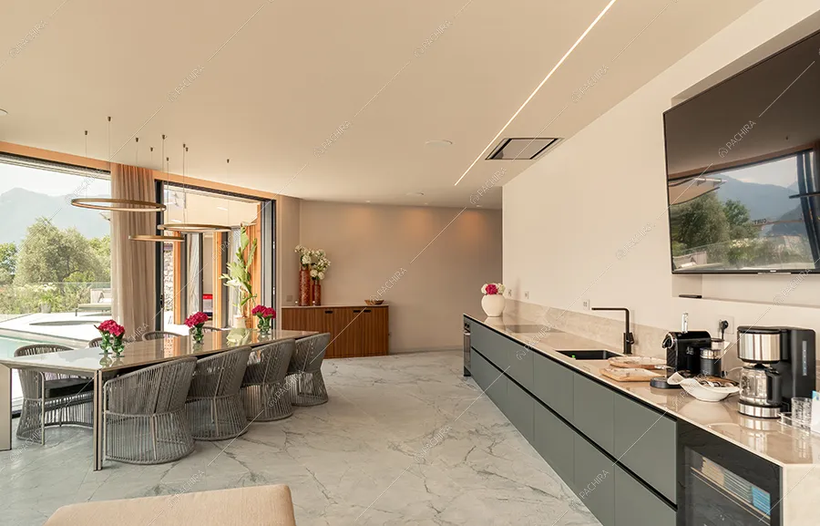 Zona living della villa Agapanto, location in stile contemporaneo a Como