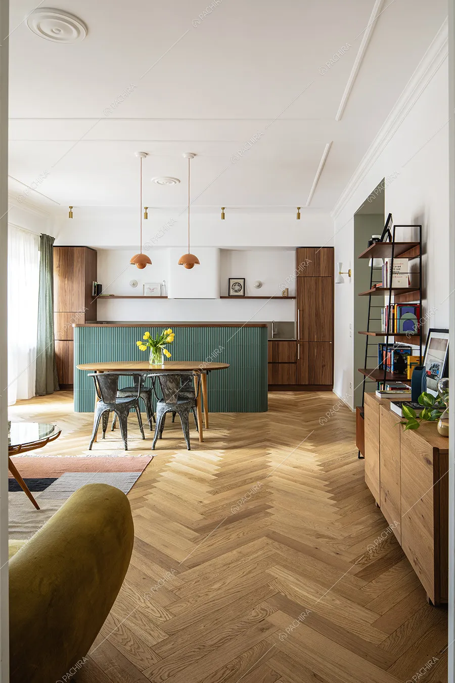 Zona living dell'appartamento moderno Jilò, location per shooting a Roma