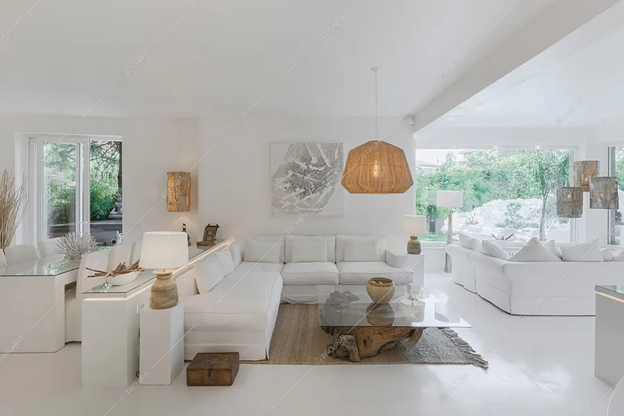 Zona living dell'appartamento Pansy, location moderna per shooting a Roma