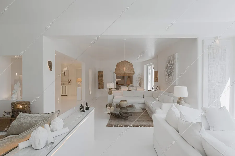 Salotto dell'appartamento Pansy, location moderna per shooting a Roma