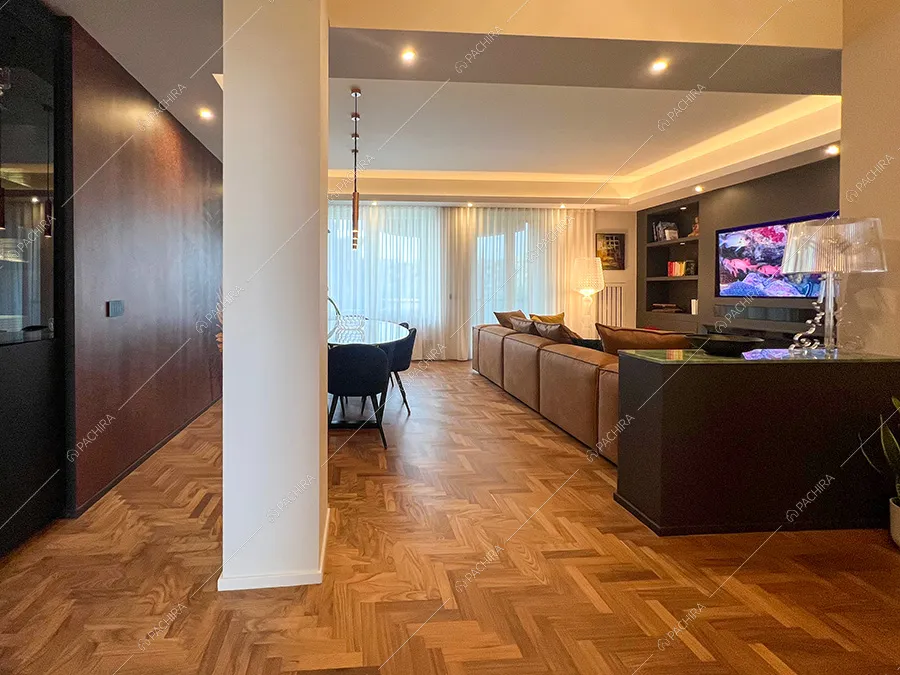 Zona living dell'appartamento Morganite, location in stile contemporaneo per shooting a Milano