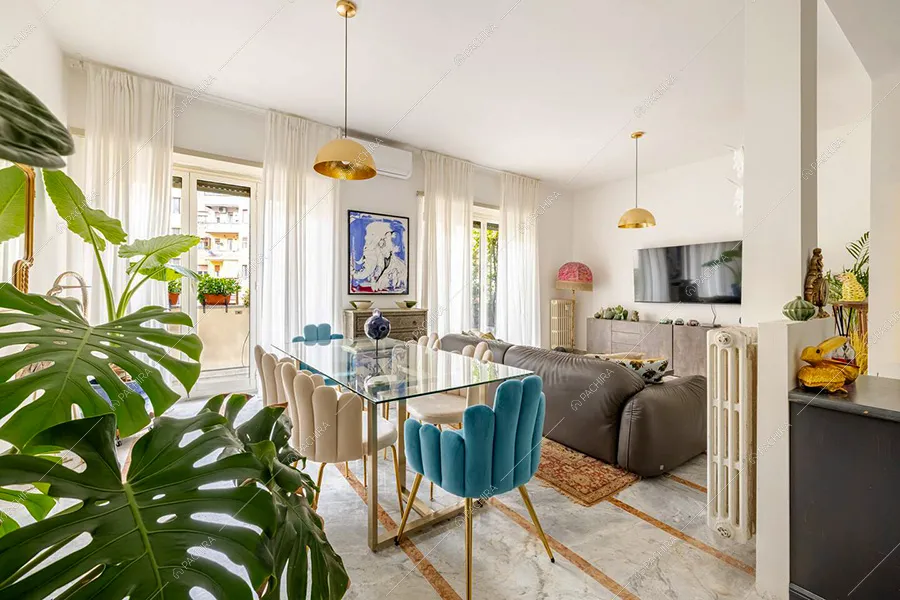 Zona living dell'appartamento Nemesia, location in stile moderno per shooting a Roma