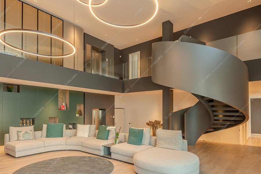 Zona living dell'appartamento Miele, location moderna per shooting a Milano