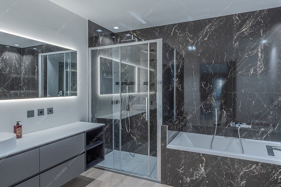 Bagno dell'appartamento Miele, location moderna per shooting a Milano