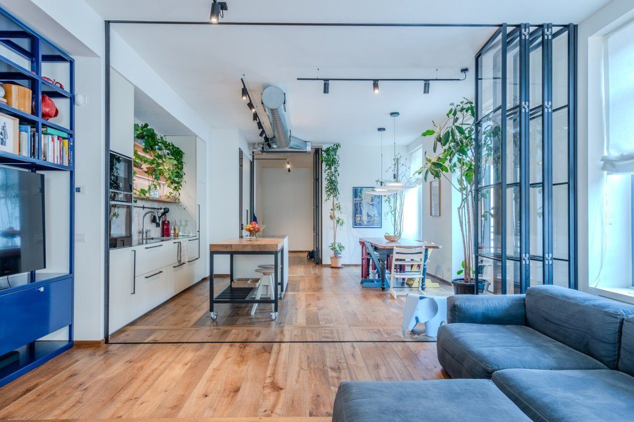 Sala dell'appartamento Gea, location moderna per shooting a Milano