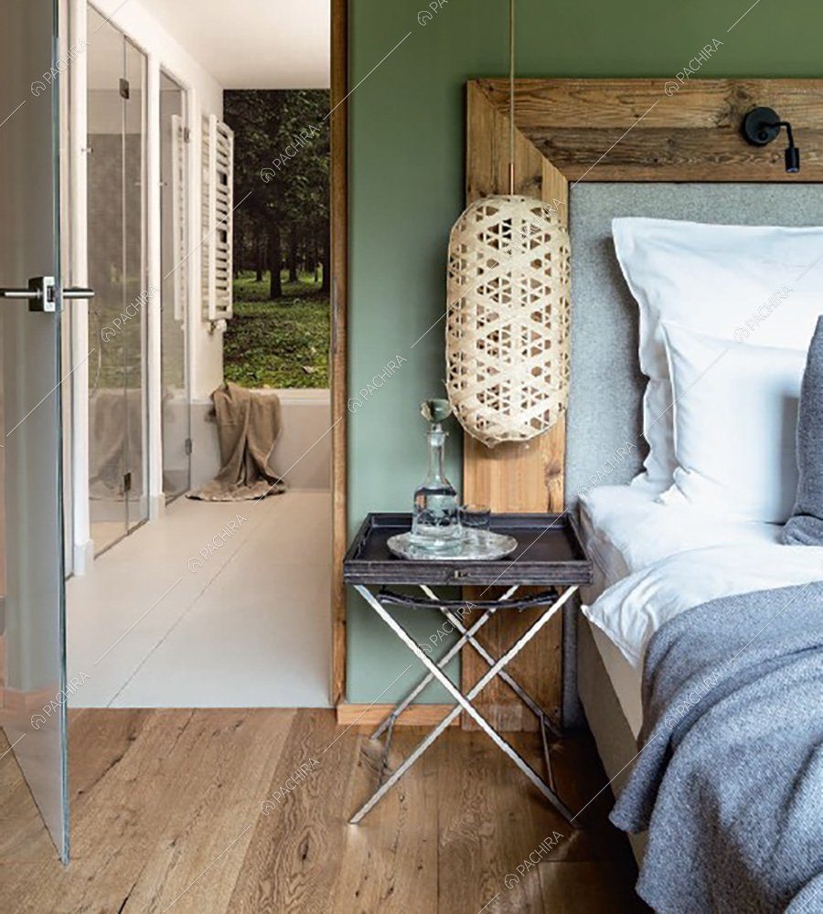 Camera da letto dello chalet Buran, location contemporanea per shooting a Bolzano