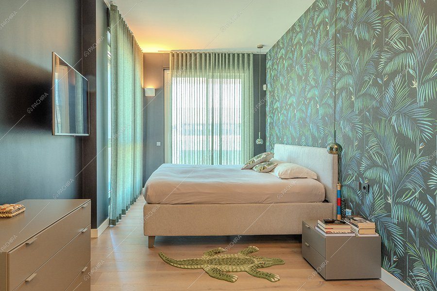 Camera da letto del loft Favo, location contemporanea per shooting a Milano