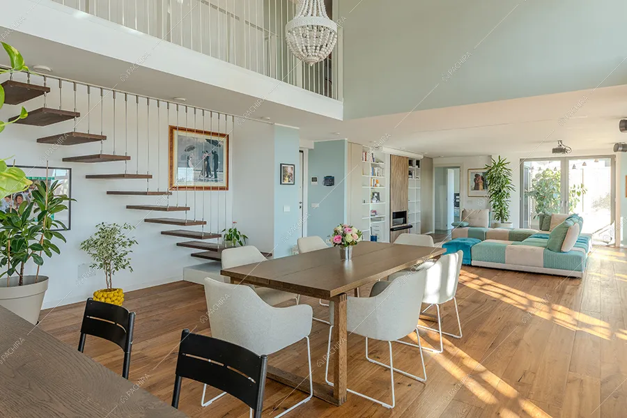 Zona living dell'appartamento Mimetite, location in stile moderno a Milano
