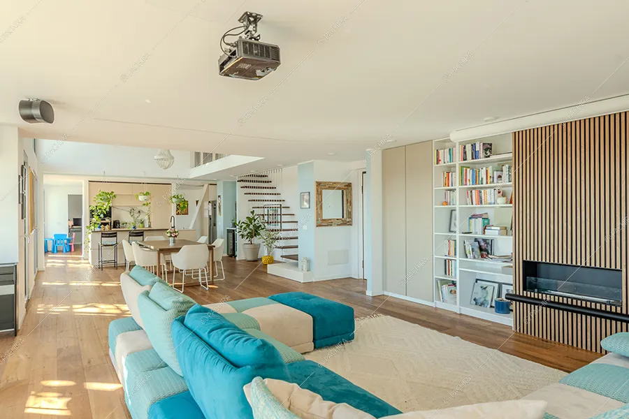 Zona living dell'appartamento Mimetite, location in stile moderno a Milano