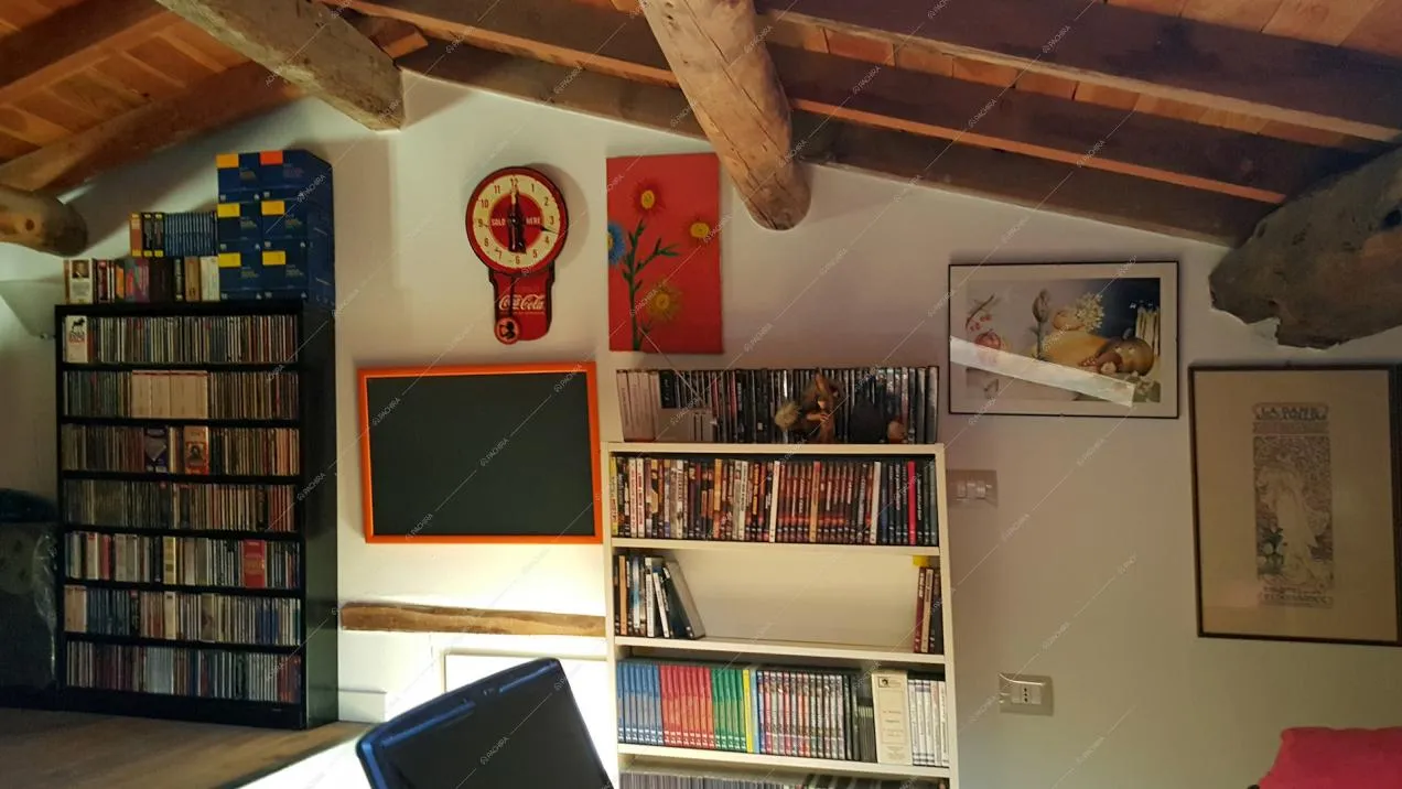 Visuale della mansarda con la videoteca