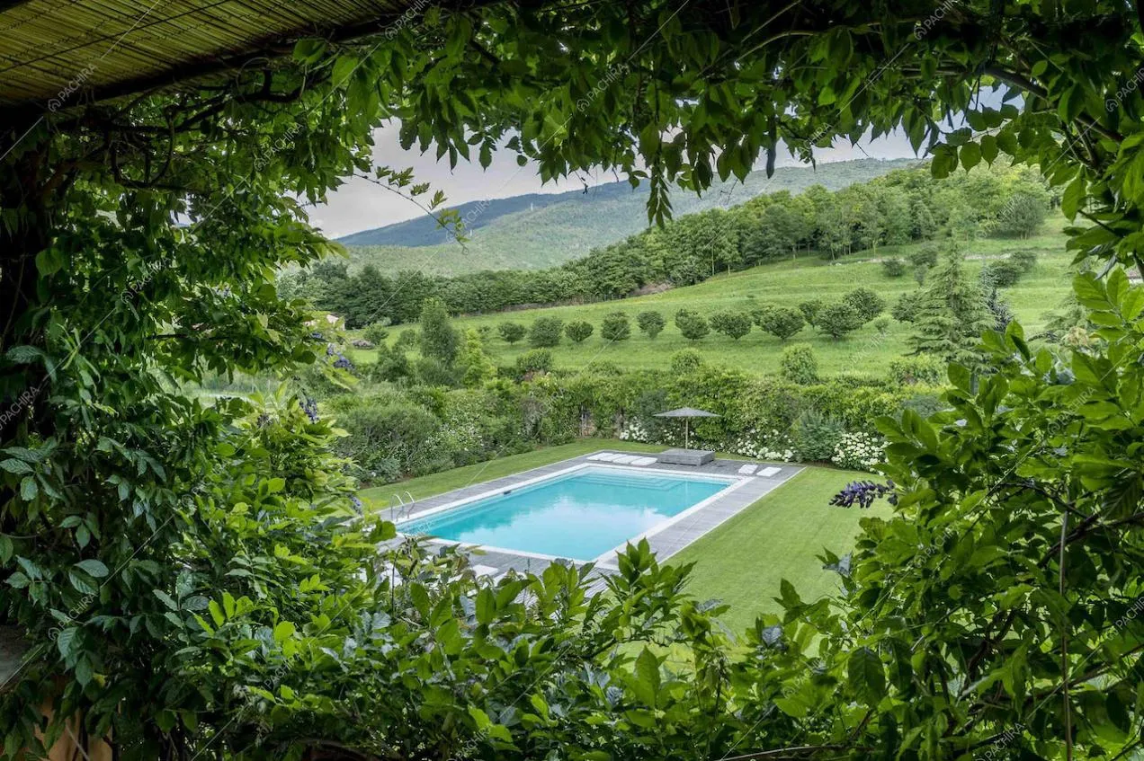 Piscina con scaletta in giardino