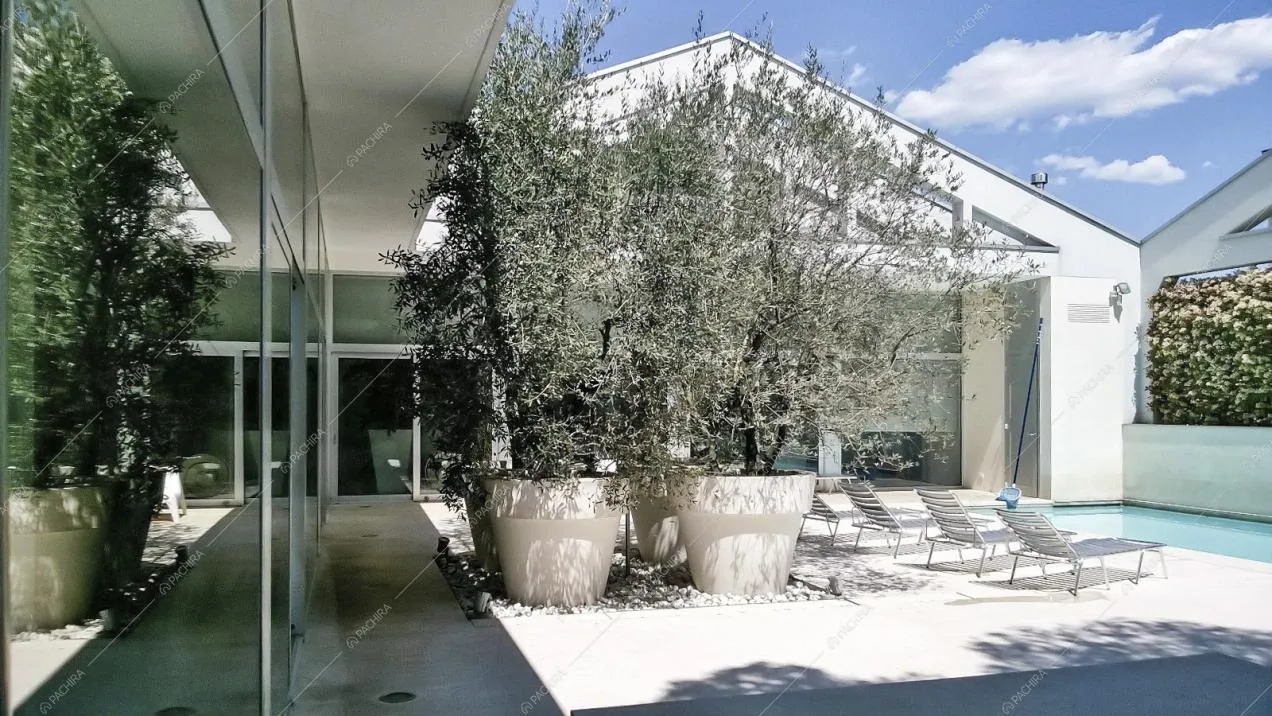 Visuale sul patio con pavimenti in pietra