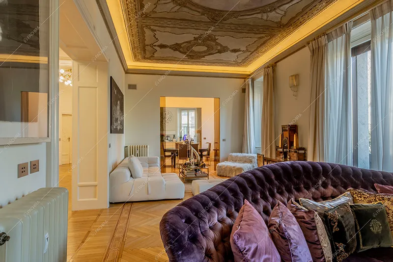 Sala dell'appartamento Barbabietola, location in stile liberty a Milano