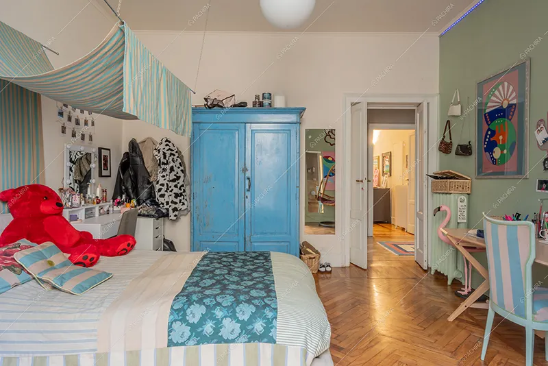 Camera da letto della villa Corallo, location in stile liberty a Milano