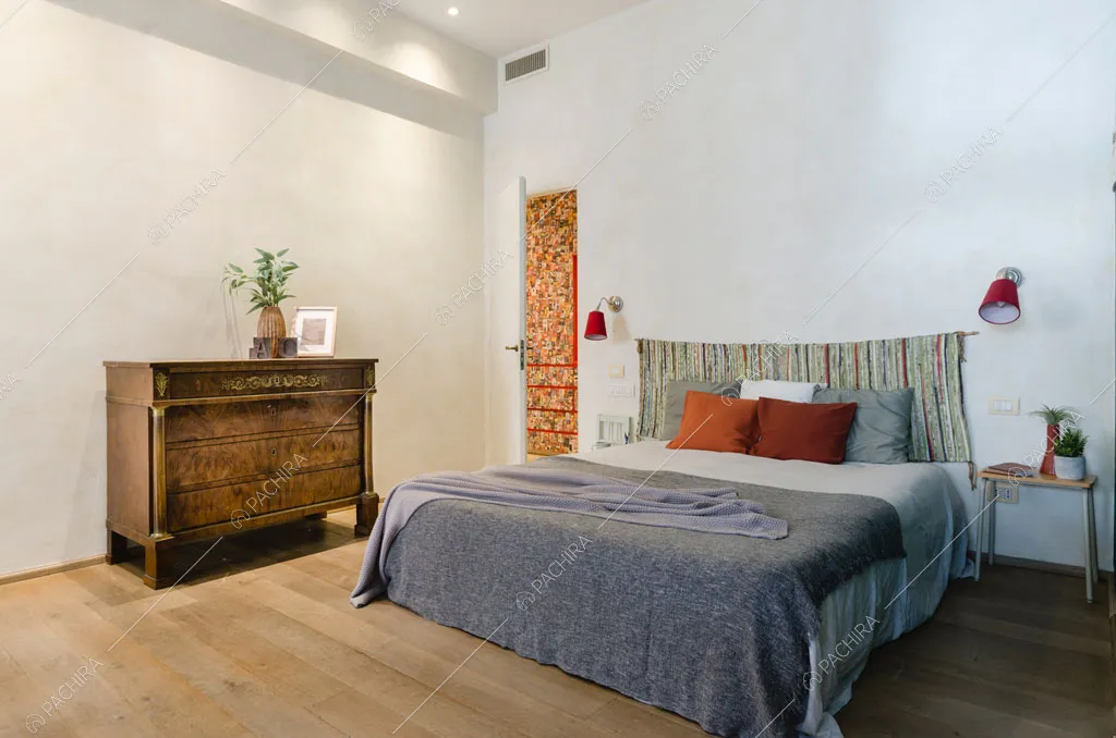 Camera da letto dell'appartamento Agrellite, location in stile moderno a Milano