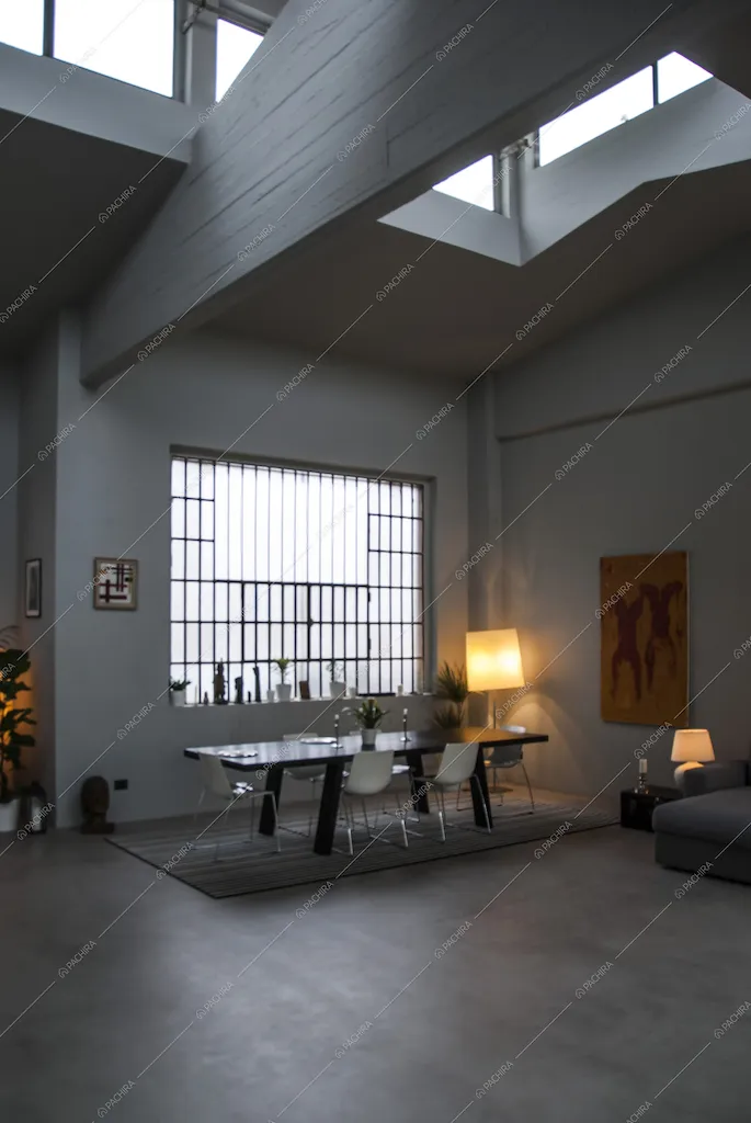 Loft con pavimento in cemento lisciato