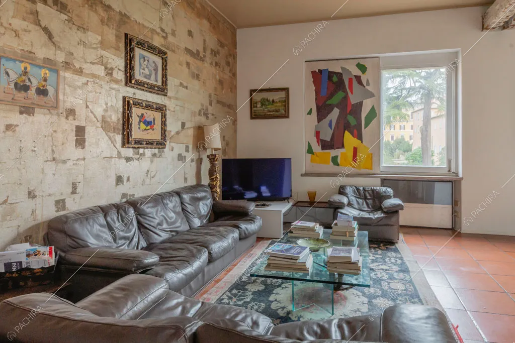 Salotto dell'appartamento Pancrazio, location in stile contemporaneo a Roma