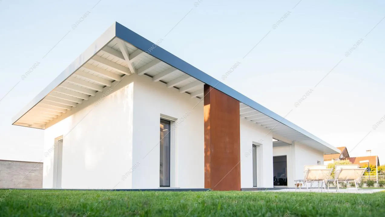 Villa moderna con giardino per shooting video