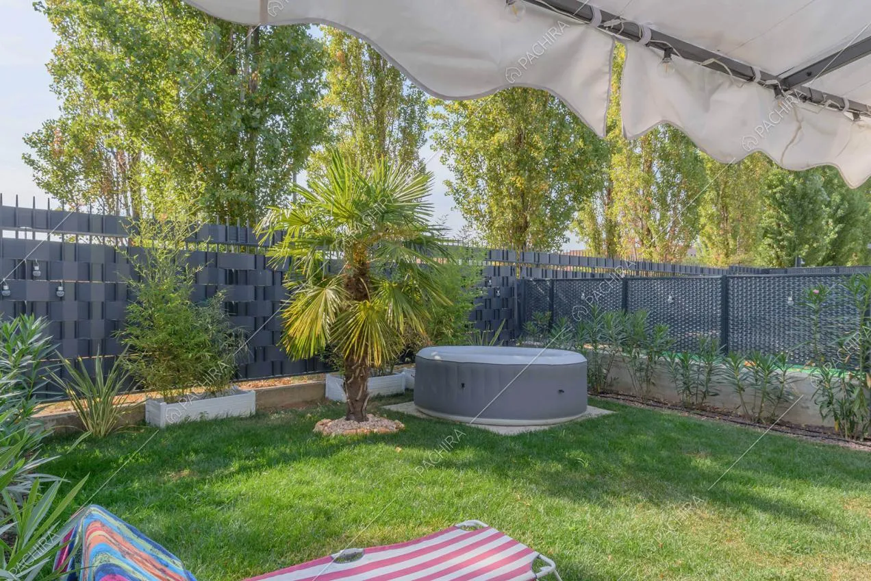 Giardino con piante e idromassaggio della Location Sabal