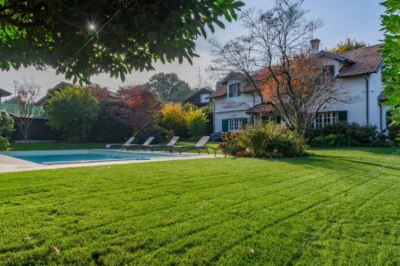 Curatissimo giardino della villa con piscina