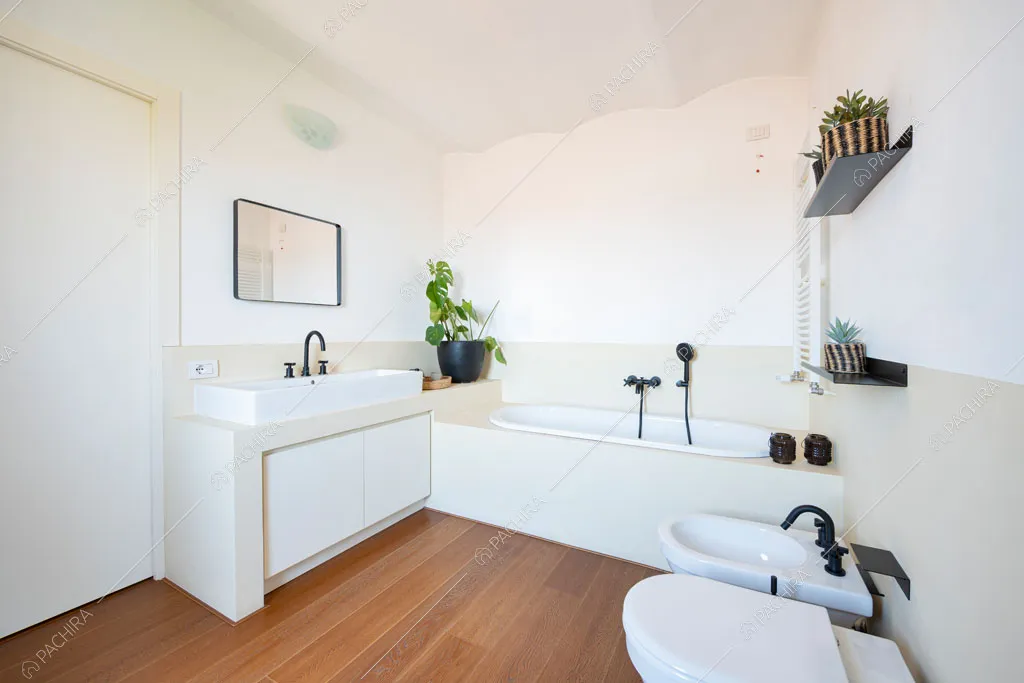 Bagno con vasca nell'agriturismo Favonio, location in stile country a Novara
