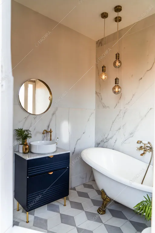 Vasca nel bagno dell'appartamento Granadella, location in stile contemporaneo a Roma