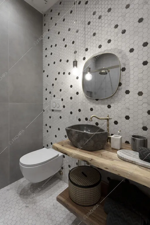 Bagno dell'appartamento Granadella, location in stile contemporaneo a Roma