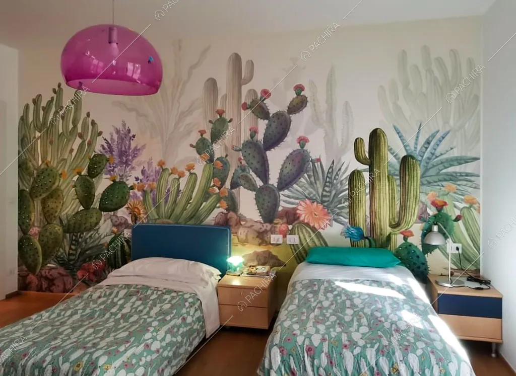 Camera da letto dei bambini con carta da parati della villa Garigliano, location in stile contemporaneo a Barletta-Andria-Trani