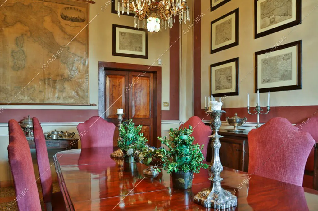 Sala da pranzo della villa Pieris, location in stile rustico a Roma