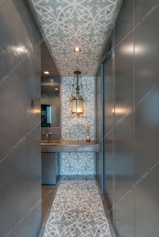 Bagno privato della camera da letto matrimoniale dell'attico Karite, location in stile contemporaneo a Roma